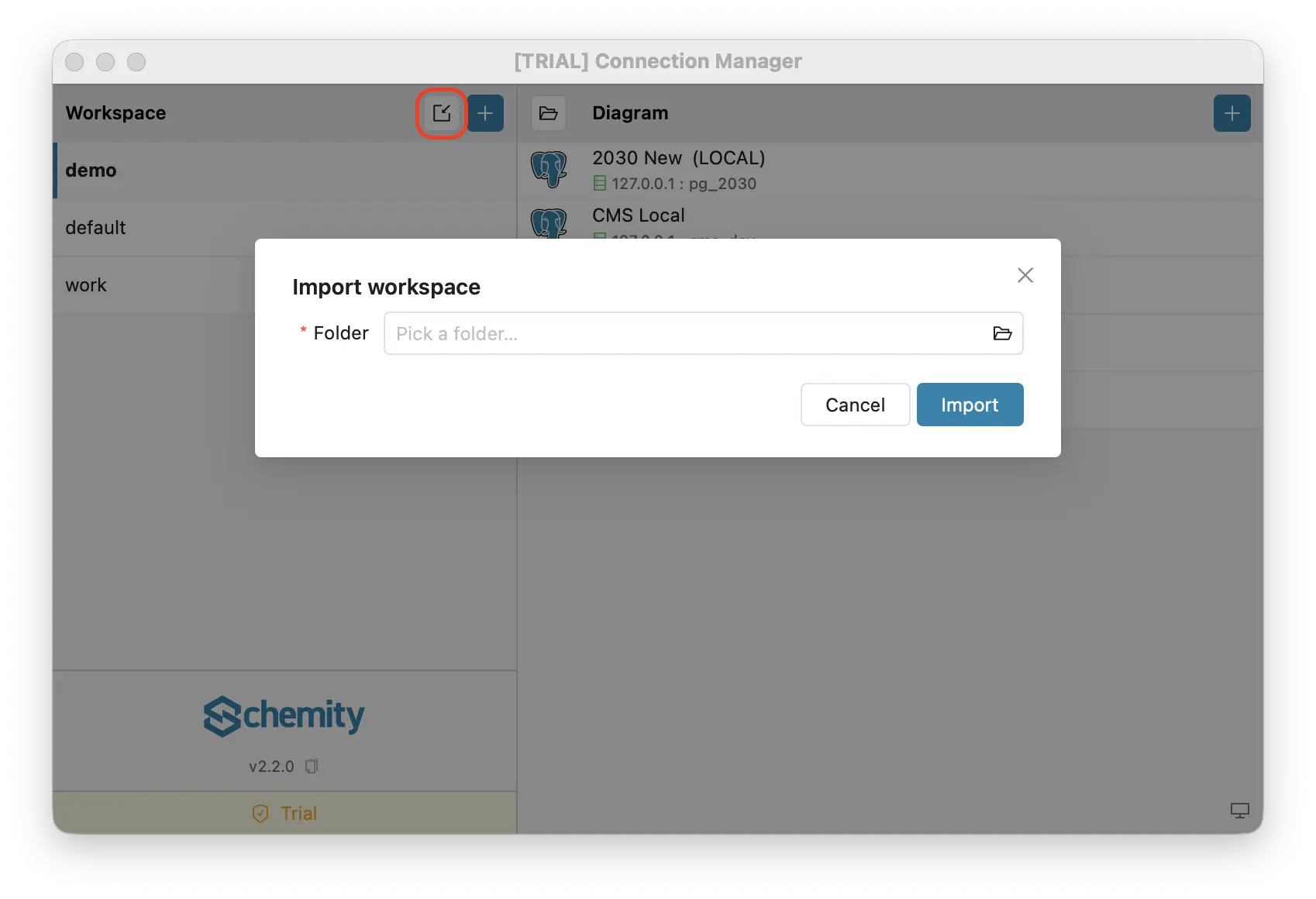 Import a folder from inside your project repo as a workspace